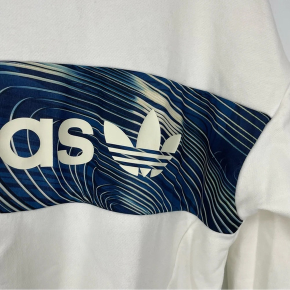 Adidas white baggy sweatshirt with blue white logo and front pocket M - Picture 4 of 4